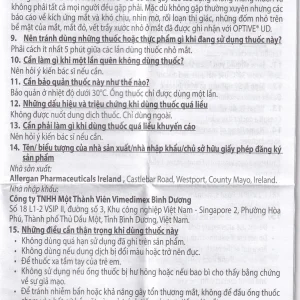 Thuốc nhỏ mắt Optive UD Allergan làm trơn mắt, giảm triệu chứng khô mắt (30 ống x 0.4ml)