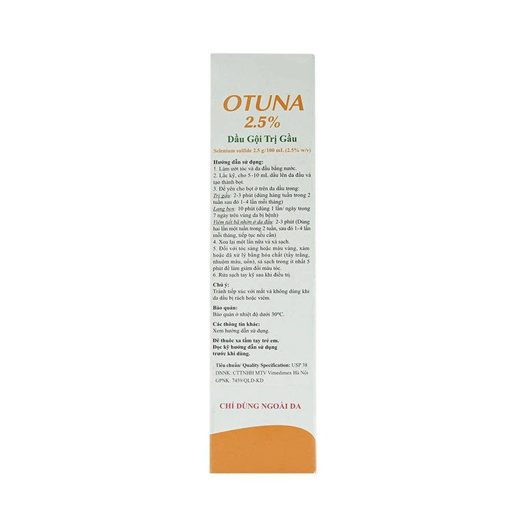 Dầu gội trị gàu Otuna 2.5% giảm viêm da tiết bã nhờn ở da đầu (120ml)