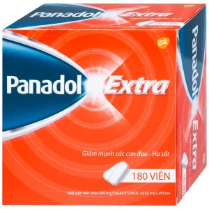 Viên nén Panadol Extra đỏ GSK giảm mạnh các cơn đau, hạ sốt, điều trị đau đầu, đau lưng (15 vỉ x 12 viên)