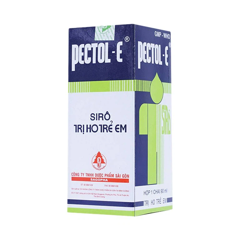 Siro trị ho trẻ em Pectol-E Sagopha điều trị ho, viêm phế quản, suyễn, cảm, sổ mũi (90ml)