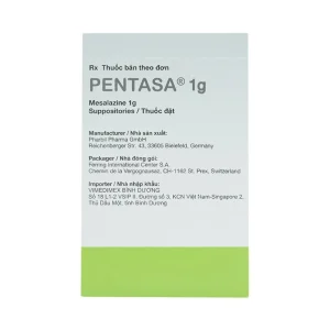 Viên đặt trực tràng Pentasa 1g Ferring điều trị viêm loét dạ dày, trực tràng (4 vỉ x 7 viên)