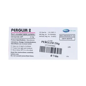 Viên nén Perglim 2 MEGA We care điều trị đái tháo đường típ 2 (3 vỉ x 10 viên)
