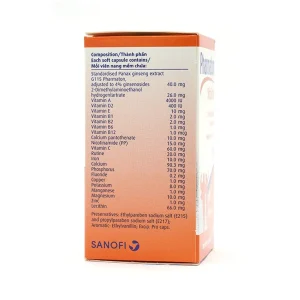 Viên nang mềm Pharmaton Vitality Sanofi bổ sung vitamin và khoáng chất dùng trong kiệt sức, mệt mỏi (30 viên)