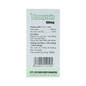 Viên nén Phenytoin 100mg Danapha điều trị động kinh cơn lớn, động kinh cục bộ (100 viên)