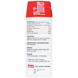 Viên nang mềm Philiver Phil Inter Pharma điều trị bệnh gan mạn tính, gan nhiễm mỡ (12 vỉ x 5 viên)