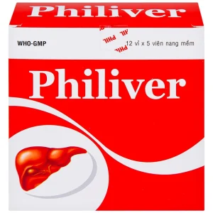 Viên nang mềm Philiver Phil Inter Pharma điều trị bệnh gan mạn tính, gan nhiễm mỡ (12 vỉ x 5 viên)