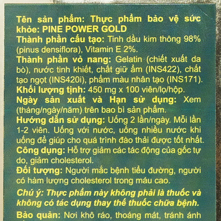 Viên uống Pine Power Gold giúp tăng tuần hoàn máu, thông huyết mạch (100 viên)