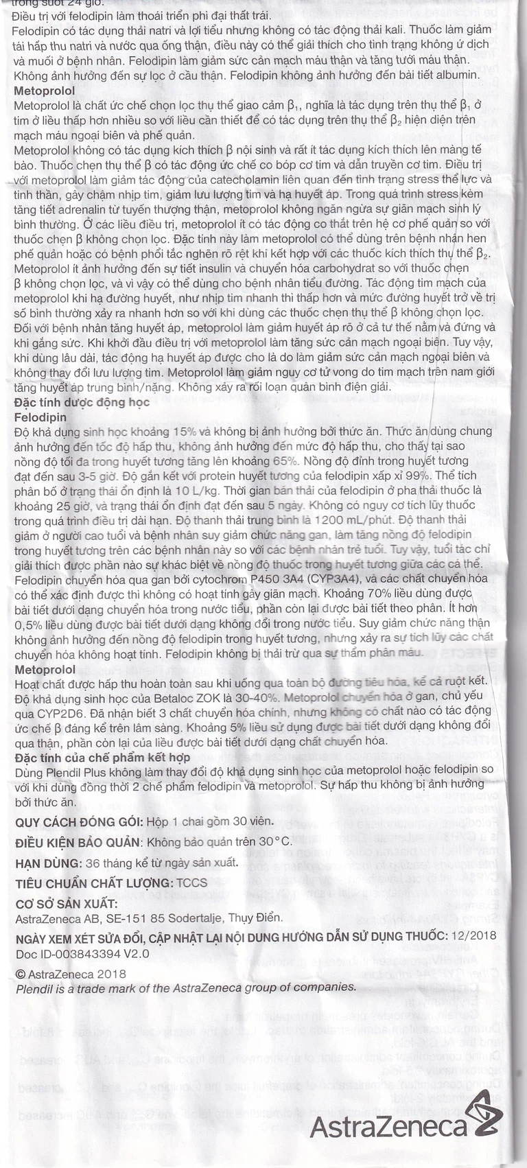 Viên nén Plendil Plus AstraZeneca điều trị tăng huyết áp (30 viên)