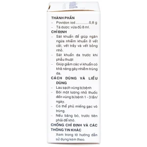 Dung dịch sát khuẩn Povidine 10% Pharmedic ngăn ngừa nhiễm khuẩn ở vết cắt, vết trầy (8ml)