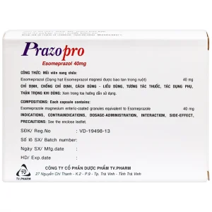 Thuốc Prazopro 40 TV.Pharm điều trị loét dạ dày - tá tràng lành tính (2 vỉ x 7 viên)