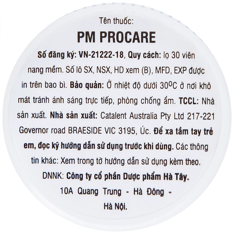 Thuốc PM Procare Catalent bổ sung DHA, EPA, Vitamin và khoáng chất (30 viên)