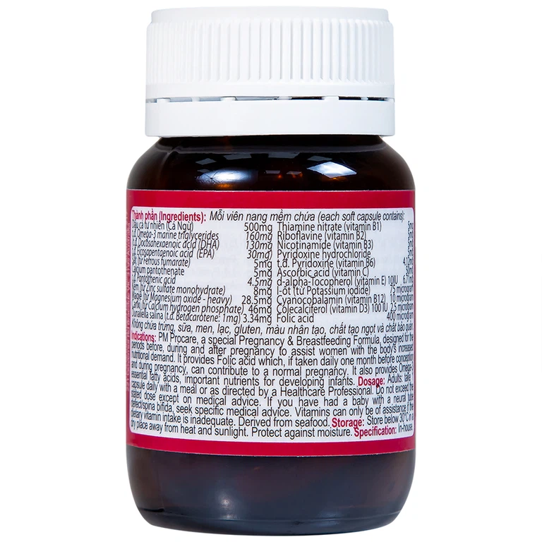 Thuốc PM Procare Catalent bổ sung DHA, EPA, Vitamin và khoáng chất (30 viên)