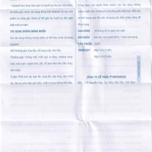 Thuốc Pycalis 20 Pymepharco điều trị hỗ trợ rối loạn cương dương (1 vỉ x 1 viên)