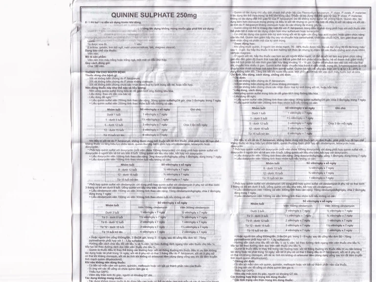 Thuốc Quinine Sulphate 250mg Mekophar điều trị sốt rét (180 viên)