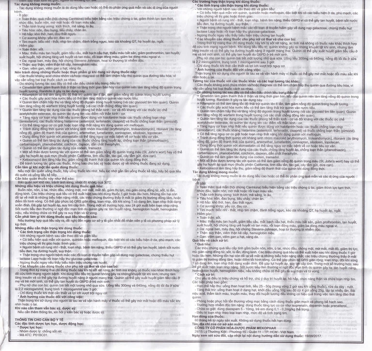 Thuốc Quinine Sulphate 250mg Mekophar điều trị sốt rét (180 viên)