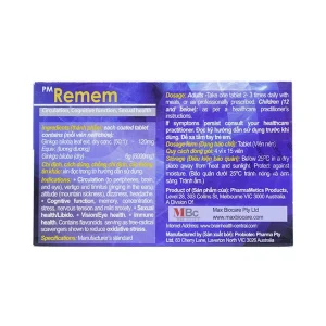 Thuốc Remem Probiotec điều trị suy tuần hoàn não, di chứng tai biến mạch máu não (4 vỉ x 15 viên)