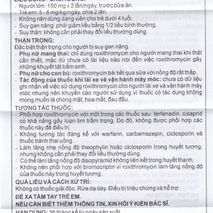 Thuốc Roxithromycin 150mg Imexpharm điều trị các loại nhiễm khuẩn, bệnh bạch hầu, ho gà (2 vỉ x 10 viên)