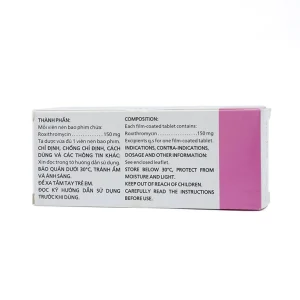 Thuốc Roxithromycin 150mg Imexpharm điều trị các loại nhiễm khuẩn, bệnh bạch hầu, ho gà (2 vỉ x 10 viên)