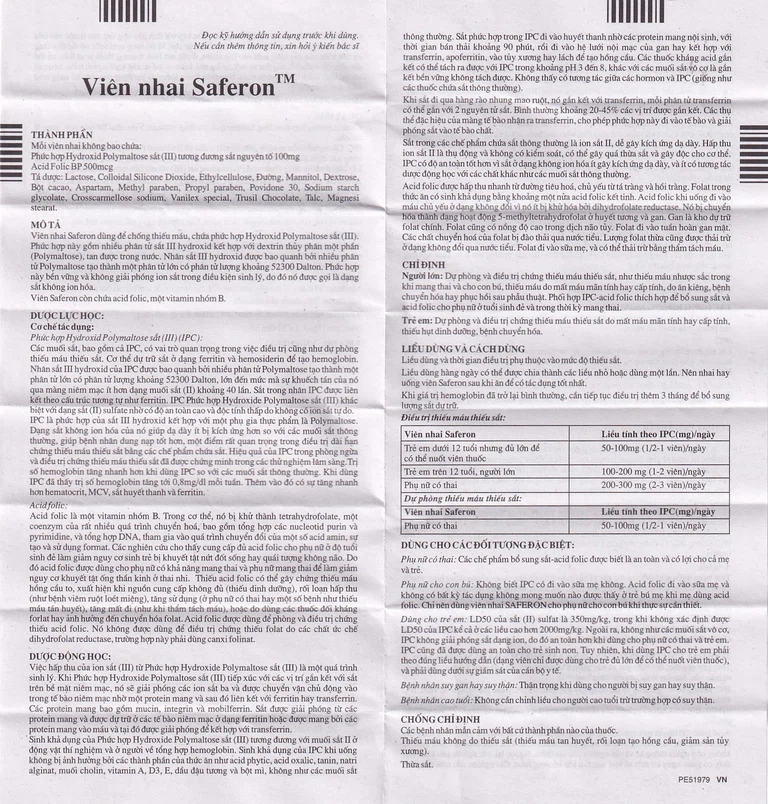 Viên nhai Saferon Glenmark dự phòng và điều trị chứng thiếu máu thiếu sắt (3 vỉ x 10 viên)