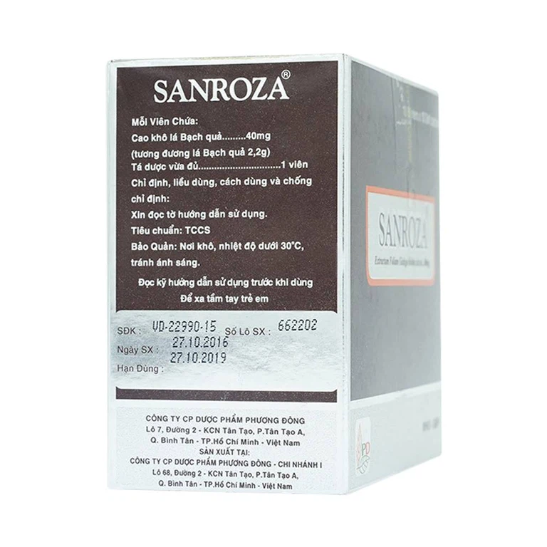 Thuốc Sanroza 40mg Phương Đông điều trị đau cách hồi, bệnh raynaud (10 vỉ x 10 viên)