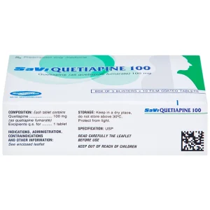 Thuốc Savi Quetiapine 100 điều trị tâm thần phân liệt (3 vỉ x 10 viên)