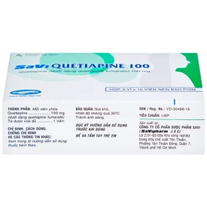 Thuốc Savi Quetiapine 100 điều trị tâm thần phân liệt (3 vỉ x 10 viên)