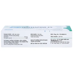 Thuốc Savi Quetiapine 25 điều trị tâm thần phân liệt (3 vỉ x 10 viên)