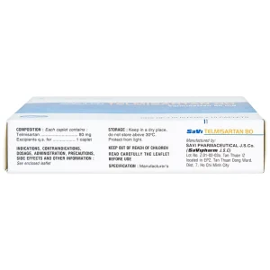 Thuốc Savi Telmisartan 80 điều trị tăng huyết áp (3 vỉ x 10 viên)