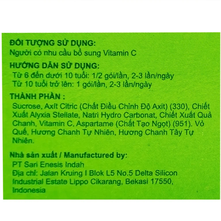 Bột sủi Sensa Cools Enesis giúp thanh nhiệt cơ thể và tăng cường sức đề kháng (6 gói x 7g)