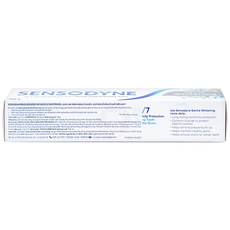 Kem đánh răng Sensodyne Gentle Whitening làm trắng răng tự nhiên, bảo vệ răng ê buốt mỗi ngày (100g)