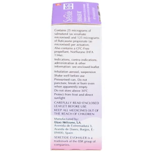 Khí dung Seretide Evohaler DC 25/125 Gsk điều trị hen phế quản, tắc nghẽn phổi mạn tính (120 liều)