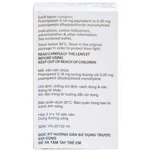 Thuốc Sifrol 0.25mg Boehringer điều trị bệnh parkinson (3 vỉ x 10 viên)