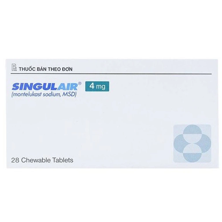 Viên nhai Singulair 4mg MSD điều trị hen phế quản mạn tính (4 vỉ x 7 viên)