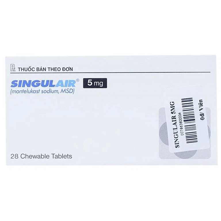 Viên nhai Singulair 5mg MSD điều trị hen phế quản mạn tính (4 vỉ x 7 viên)