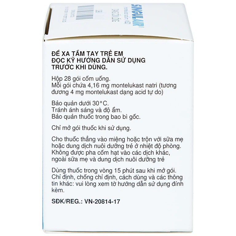 Cốm Singulair 4mg MSD điều trị hen phế quản mạn tính (28 gói)