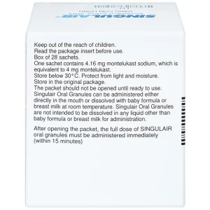 Cốm Singulair 4mg MSD điều trị hen phế quản mạn tính (28 gói)