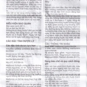 Thuốc Siofor 850 Berlin điều trị đái tháo đường típ 2 (4 vỉ x 15 viên)