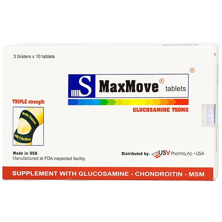 Viên uống S MaxMove USV Pharma hỗ trợ giảm đau khớp xương (3 vỉ x 10 viên)