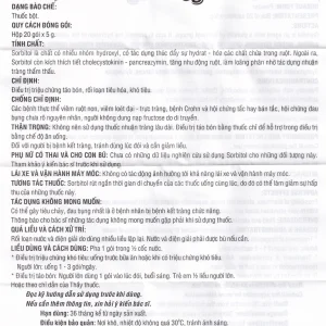 Thuốc bột Sorbitol Domesco 5g điều trị táo bón, phụ trợ chứng khó tiêu (25 gói x 5g)