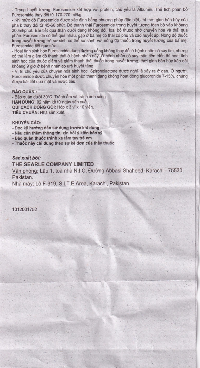 Thuốc Spiromide 40 Searle chẩn đoán và điều trị cường Aldosterone nguyên phát (3 vỉ x 10 viên)