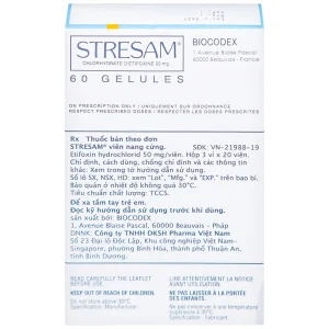 Thuốc Stresam Biocodex điều trị các biểu hiện dạng tâm thể của lo âu (3 vỉ x 20 viên)