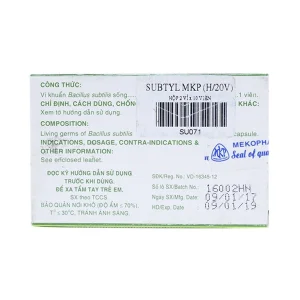 Thuốc Subtyl Mekophar điều trị tiêu chảy, viêm ruột (2 vỉ x 10 viên)