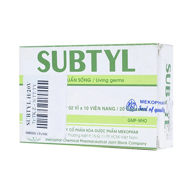 Thuốc Subtyl Mekophar điều trị tiêu chảy, viêm ruột (2 vỉ x 10 viên)