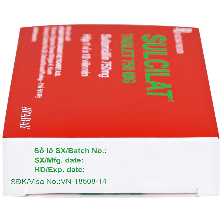 Thuốc Sulcilat 750mg Atabay điều trị các bệnh nhiễm khuẩn (1 vỉ x 10 viên)