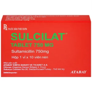 Thuốc Sulcilat 750mg Atabay điều trị các bệnh nhiễm khuẩn (1 vỉ x 10 viên)