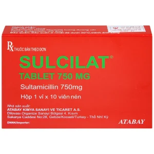 Thuốc Sulcilat 750mg Atabay điều trị các bệnh nhiễm khuẩn (1 vỉ x 10 viên)