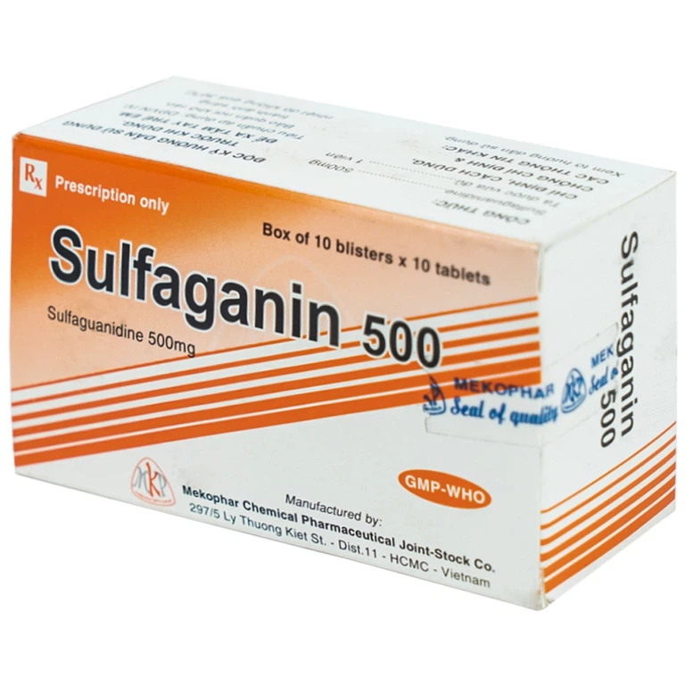 Thuốc Sulfaganin 500 Mekophar điều trị tiêu chảy cấp (10 vỉ x 10 viên)