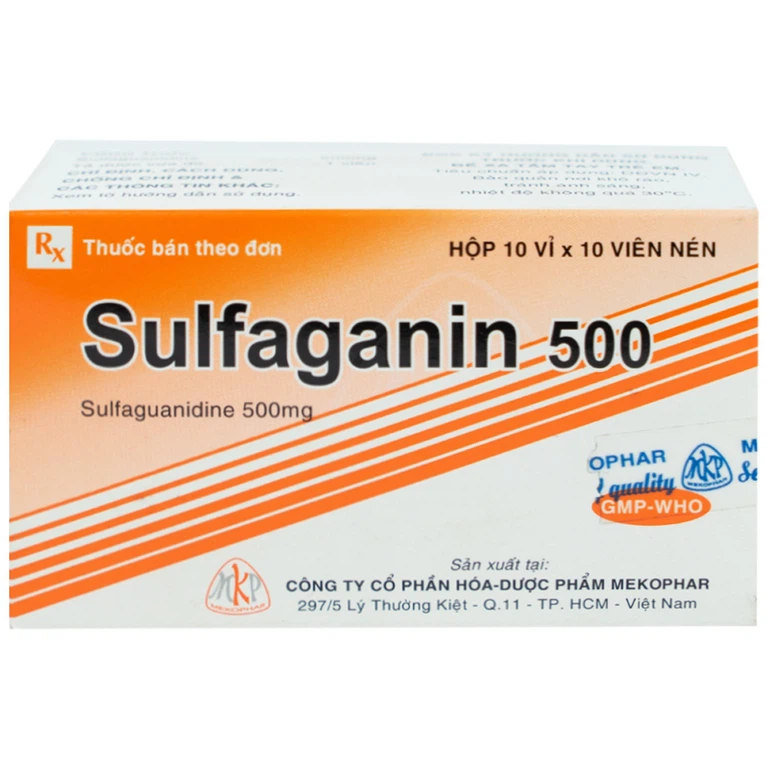 Thuốc Sulfaganin 500 Mekophar điều trị tiêu chảy cấp (10 vỉ x 10 viên)
