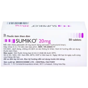 Thuốc Sumiko 20mg Medochemie điều trị bệnh trầm cảm (5 vỉ x 10 viên)