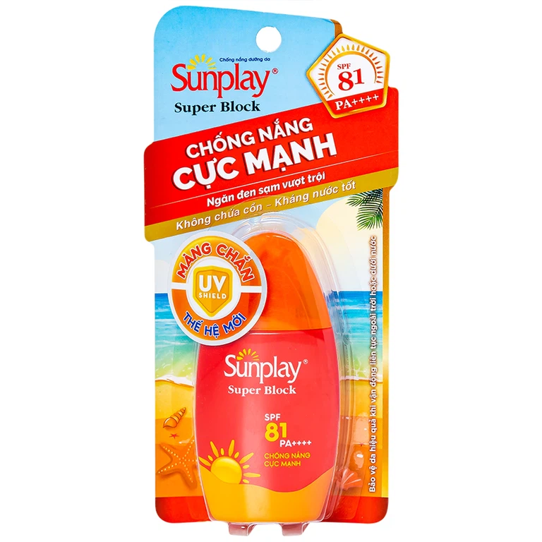 Sữa chống nắng cho mặt và toàn thân Sunplay Super Block SPF 81 PA++++ không gây khô da (30g)